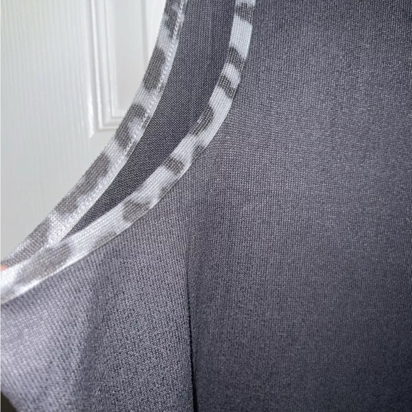 Lucky Brand Women's Knit Scoop Neck Tank Top Leopard Print Trim Gray Size Large - Picture 7 of 8
